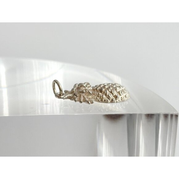 Pineapple Shaped Hand Carved Sterling Silver 925 Vintage Pendant | Charm - Picture 4 of 8